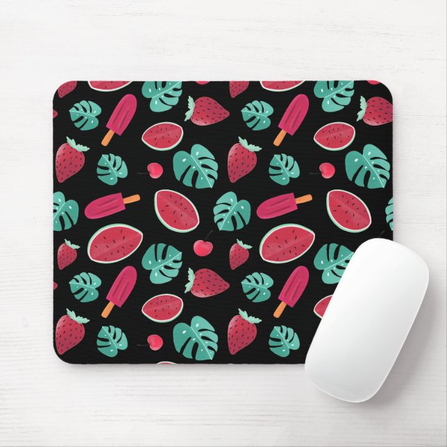 Popsicle, Cherry, Strawberry & Watermelon Leaves Mouse Pad (With Mouse)