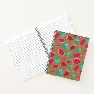 Popsicle, Cherry, Strawberry & Watermelon Leaves Notebook