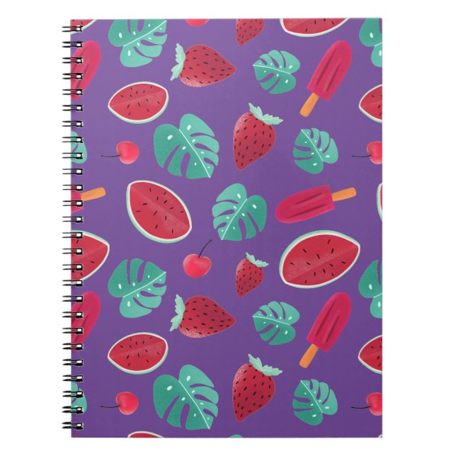 Popsicle, Cherry, Strawberry & Watermelon Leaves Notebook (Front)