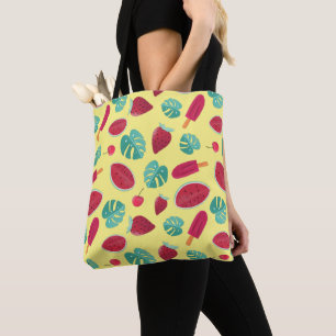 Popsicle, Cherry, Strawberry & Watermelon Leaves Tote Bag