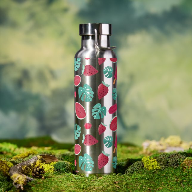 Popsicle, Cherry, Strawberry & Watermelon Leaves Water Bottle (Outdoor)