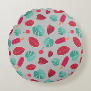 Popsicle, Cherry, Strawberry & Watermelon Round Cushion