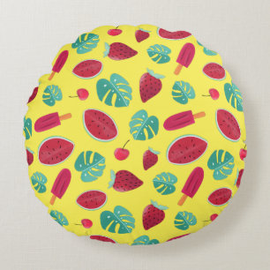 Popsicle, Cherry, Strawberry & Watermelon Round Cushion