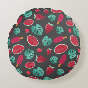 Popsicle, Cherry, Strawberry & Watermelon Round Cushion