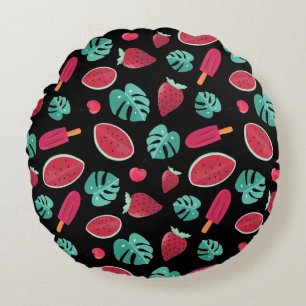 Popsicle, Cherry, Strawberry & Watermelon Round Cushion