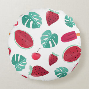 Popsicle, Cherry, Strawberry & Watermelon Round Cushion