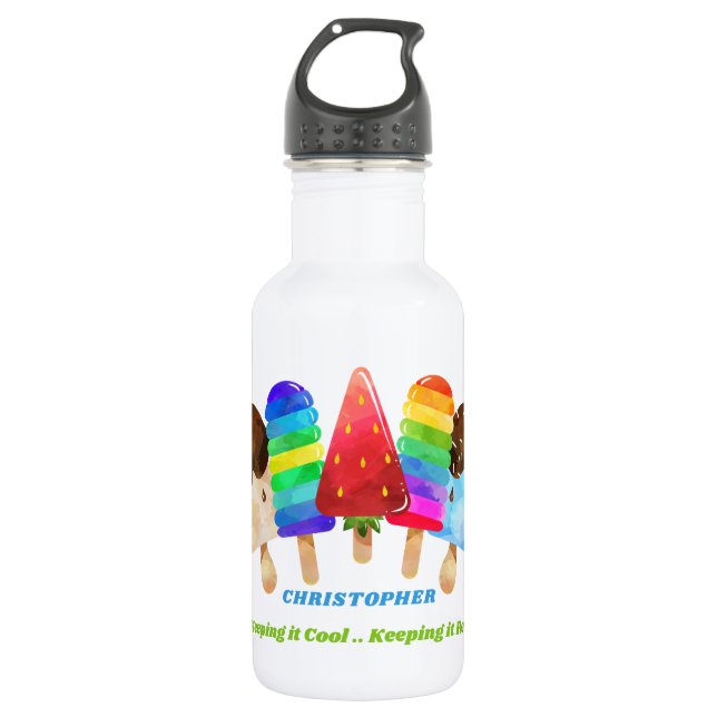 Popsicle Colourful Kids Personalised 532 Ml Water Bottle (Front)