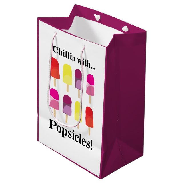 Popsicle Colourful Summer Birthday Party Medium Gift Bag (Front Angled)