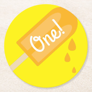 Popsicle Cute Summer Kid's Birthday Party Round Paper Coaster