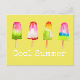 Popsicle ice-block Summer watercolor cute Postcard