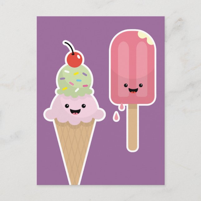 Popsicle & Ice cream friends Postcard (Front)