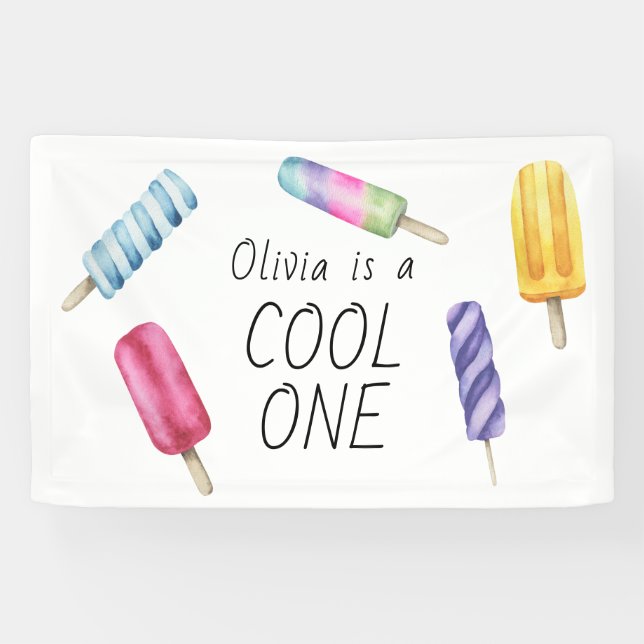 Popsicle Ice Cream Kids Birthday Banner (Horizontal)