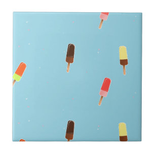 Popsicle ice cream on blue ceramic tile
