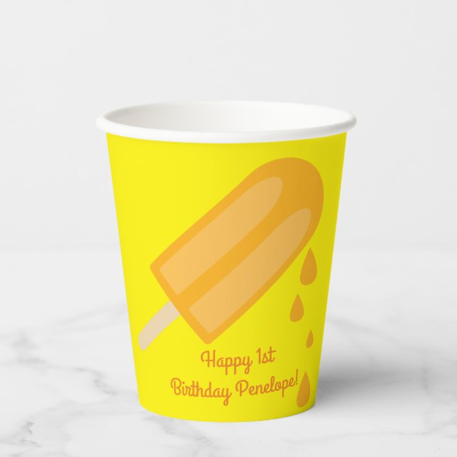 Popsicle Kid's Birthday Party Summer Paper Cups (Front)
