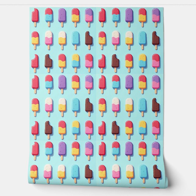Popsicle Parade in Blue Ice Cream Wallpaper (Unrolling)