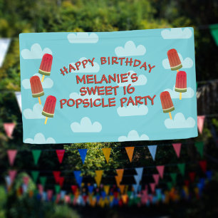 Popsicle Party Birthday Girl Summer Blue Banner