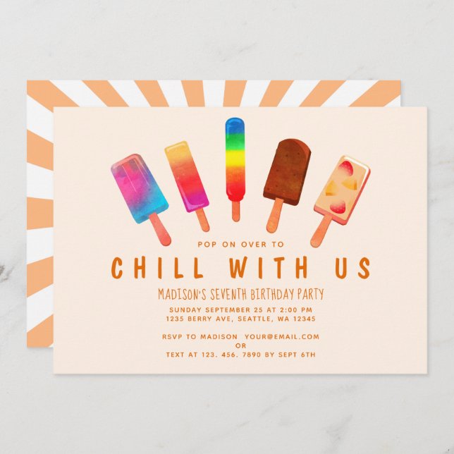 Popsicle Party Kids Birthday Party Invitation (Front/Back)