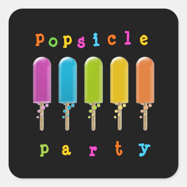 popsicle party square sticker (Front)