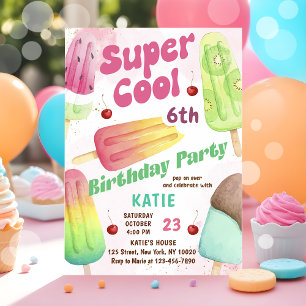 Popsicle Party Super Cool Girl Birthday Invitation