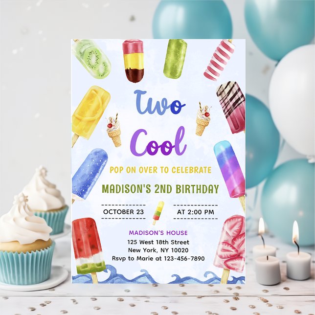 Popsicle Party Two Cool 2nd Birthday Party Invitation (Creator Uploaded)