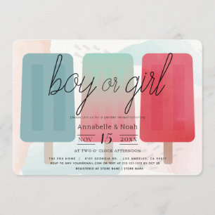 Popsicle Pink & Blue Gender Reveal Invitation