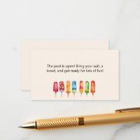 Popsicle Pool Party Insert Card for Invitation