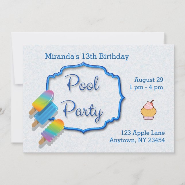 Popsicle Pool Party Invitation (Front)