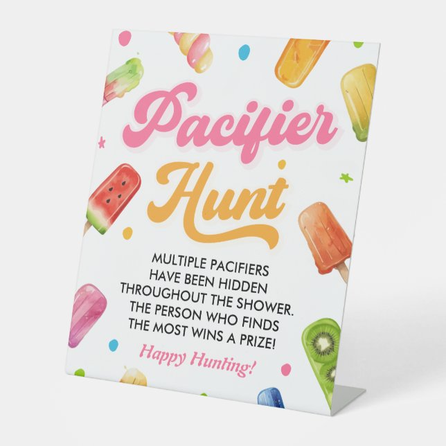 Popsicle Ready to Pop Baby Shower Pacifier Hunt  Pedestal Sign (Front)