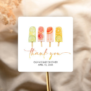 Popsicle Ready to Pop Baby Shower Square Sticker