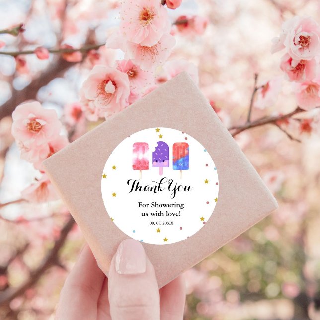 Popsicle  She is ready to pop Baby Shower Classic Round Sticker (Creator Uploaded)