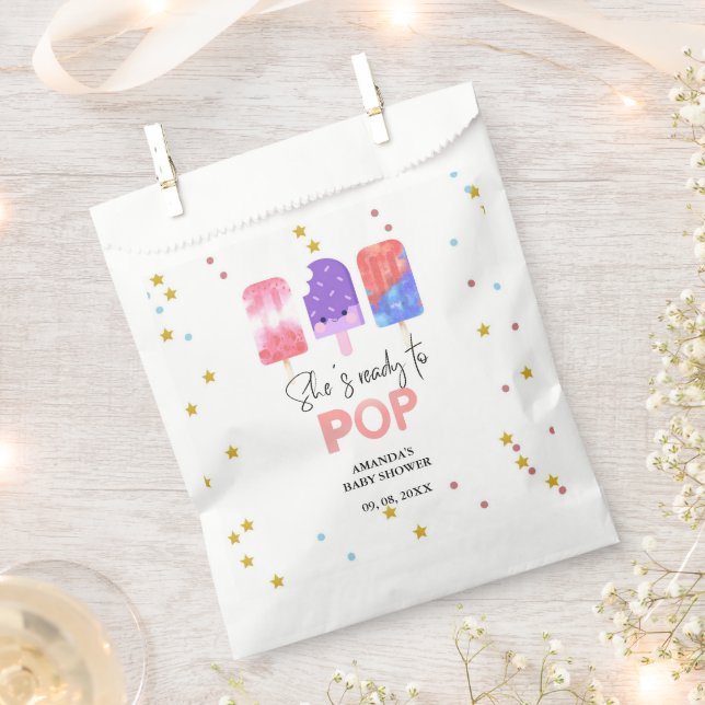 Popsicle  She is ready to pop Baby Shower Favour Bag (Clipped)