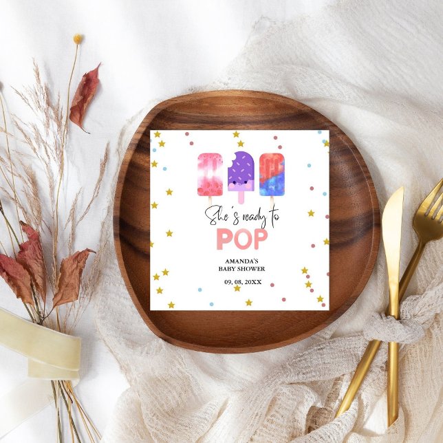 Popsicle  She is ready to pop Baby Shower Napkin (Creator Uploaded)