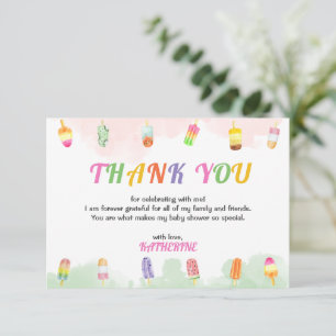 Popsicle She's Ready to Pop Thank You Card