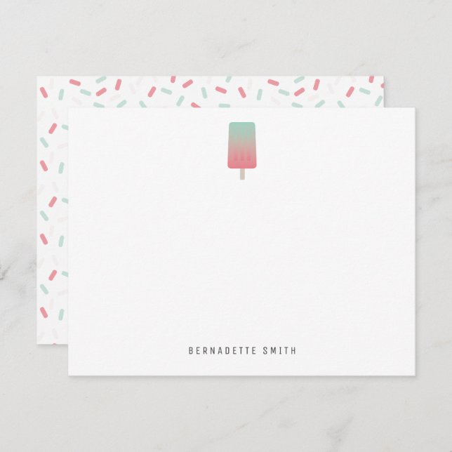Popsicle Stationery Note Card (Front/Back)