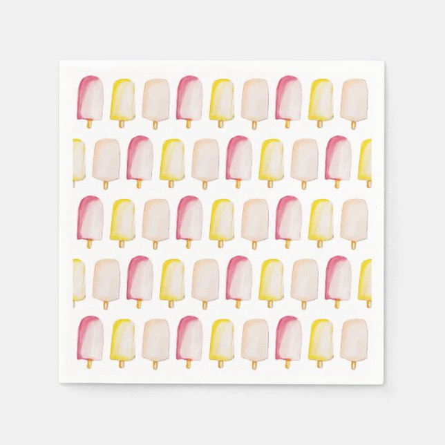 Popsicle Sticks Colourful Pastel Summer Pattern Napkin (Front)