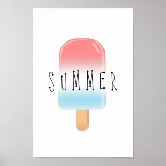 Popsicle Summer with Red and Blue Poster