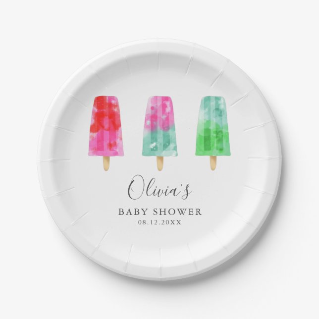 Popsicle Theme Summer Baby Shower Paper Plate (Front)