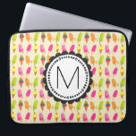 Popsicles and Ice Cream Personalised Monogram Laptop Sleeve<br><div class="desc">Laptop sleeve with a sweet summertime pattern featuring popsicles and ice cream cones in colourful vibrant watercolors. Write your custom monogram inside a round  frame with a whimsical flower shape.</div>