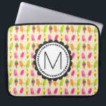 Popsicles and Ice Cream Personalised Monogram Laptop Sleeve<br><div class="desc">Laptop sleeve with a sweet summertime pattern featuring popsicles and ice cream cones in colourful vibrant watercolors. Write your custom monogram inside a round  frame with a whimsical flower shape.</div>