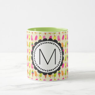 Popsicles and Ice Cream Personalised Monogram Mug