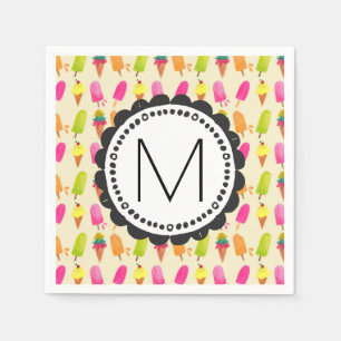 Popsicles and Ice Cream Personalised Monogram Napkin