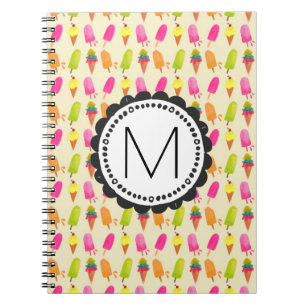 Popsicles and Ice Cream Personalised Monogram Notebook