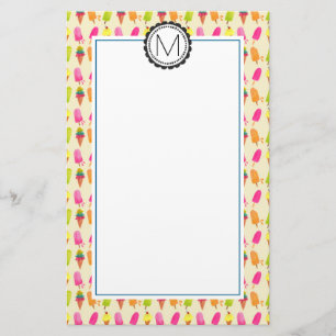 Popsicles and Ice Cream Personalised Monogram Stationery