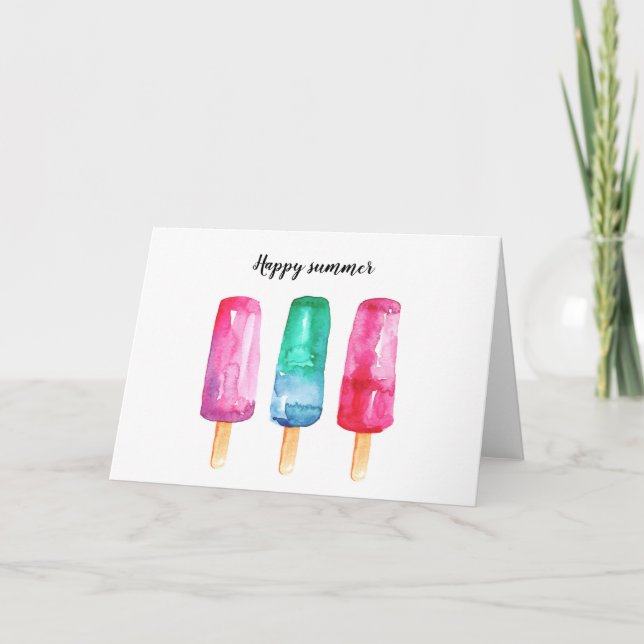 Popsicles bright customised greeting card. holiday card (Front)