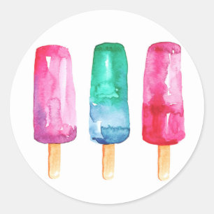 Popsicles bright customised sticker.Food colourful Classic Round Sticker