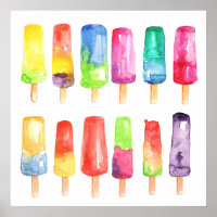 Popsicles bright customized poster. Ice-cream