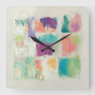 Popsicles II Stone Abstract Print   Mike Schick Square Wall Clock