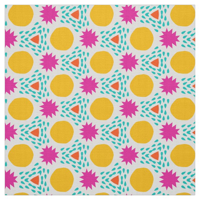 POPSTAR - Fun Modern Colourful Kid Geometric Shape Fabric (Swatch)