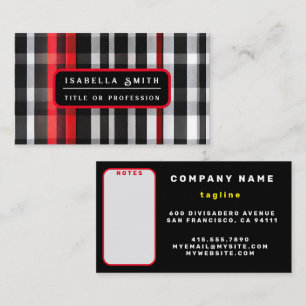 Popular Abstract Red Black Plaid Collection Business Card