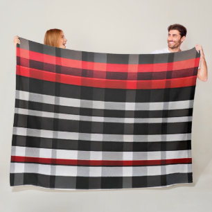 Popular Abstract Red Black Plaid Collection Fleece Blanket